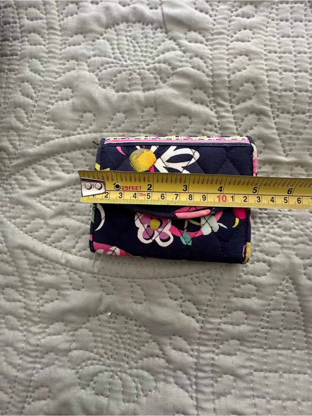 Vera Bradley Quilted Navy Floral Trifold Wallet - Picture 4 of 5